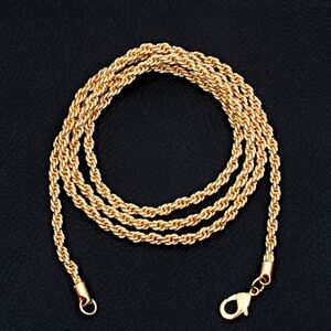 18kt Gold Plated Handmade 24" Rope Chain Necklace Jewelry Unisex - New - Copper